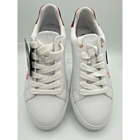 GBG Los Angeles White Sneakers 6.5 Paris Patch Red Heel - Picture 3 of 12